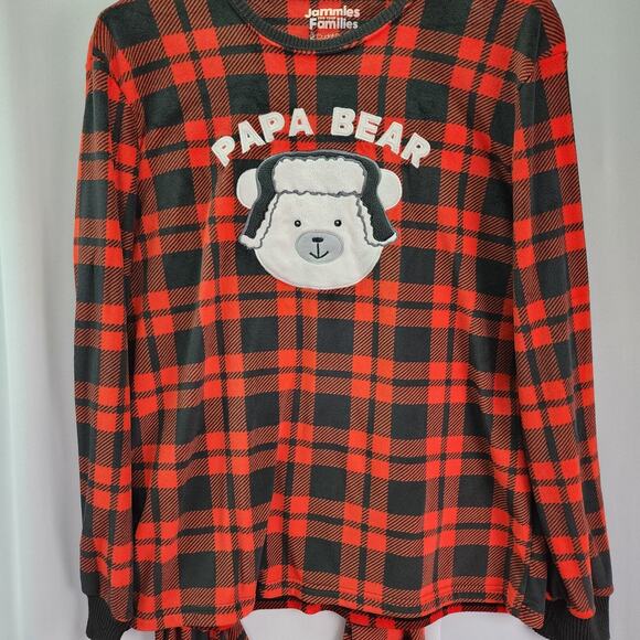 CUDDL DUDS JAMMIES Men's Med Pants ~ Large Top Buffalo Red Black Flannel Pajama - Picture 3 of 8